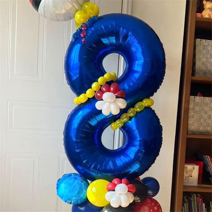 Navy Blue Number 6 Balloon, 40In Large Royal Blue Foil Number Balloons Set 0-9 for Men, Self Inflating Dark Blue Digital 6 Helium Balloon for Boys 6th Birthday Anniversary Party Decoration Supplies
