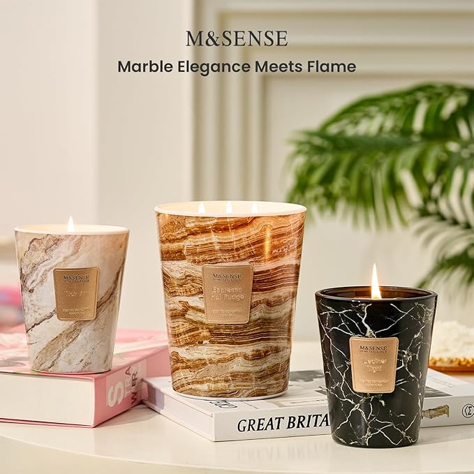 M&SENSE NoirAir Scented Candles for Home, 3-Wick Highly Scented Jar Candles, Extra Large Candle 35 Oz 150 Hours Long Lasting Burning, Relaxing Aromatherapy Candle for Stress Relief, Meditation