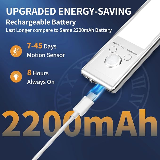 Under Cabinet Lights,88 LED Operated Motion Sensor Light Indoor,2200mAh USB Rechargeable Closet Lights, 6 Pack Magnetic Dimmable Closet Lights，Wireless Under Counter Lights for Kitchen, Stairs