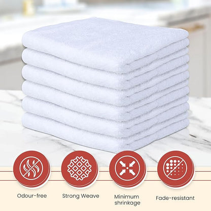 Vintage Vista 100% Cotton Dish Cloths (Pack of 6) - Dish Rags for Washing Dishes - Reusable & Highly Absorbent Kitchen Towels - Kitchen Rags for Christmas - (12" x 16" - White)