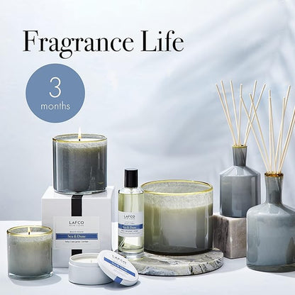 LAFCO New York Classic Reed Diffuser, Sea & Dune - 6 oz - Up to 3 Months Fragrance Life - Reusable Glass Vessel - Natural Wood Reeds - Made in The USA