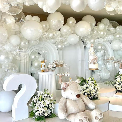 Pearl White Balloons, 12 Inch 30 Pcs Bright Royal Clear Latex Balloons for Arch Helium Birthday Wedding Baby Shower Anniversary Party Decorations