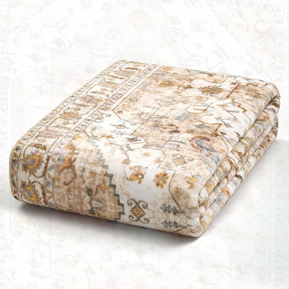 SERISSA 4x6 Boho Area Rug, Vintage Peach/Cream, Non-Slip, Machine Washable, Low-Pile, Rectangular