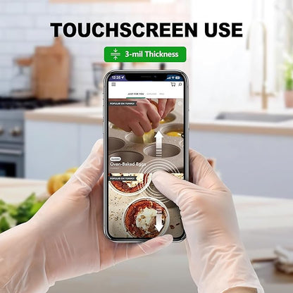 Disposable Vinyl Gloves, Food Safe, Latex-Free Powder-Free Clear Plastic Gloves for Cooking, House Clean, Food Prep