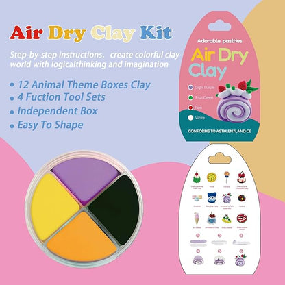 Air Dry Clay Kit for Kids - Cakes Themed,12 Desserts DIY Molding Clay Art Crafts Set for Kids Girls Boys Valentines Gifts Party Favors Classroom School Exchange Prize（Cake）