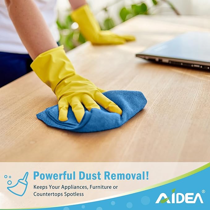 AIDEA Microfiber Cleaning Cloth 100PK, Soft Absorbent Rags, Microfiber Towels for Cars, Kitchen Towels, Dusting Cloth for Home, Window, Cleaning Supplies,12"×12"