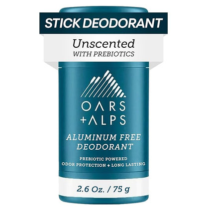 Oars + Alps Aluminum Free Deodorant for Men and Women, Dermatologist Tested and for Sensitive Skin, Travel Size, Unscented, 1 Pack, 2.6 Oz