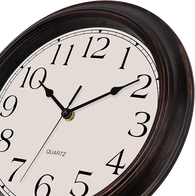 Lumuasky Retro Wall Clocks Battery Operated Silent Non-Ticking 12 Inch Classic Vintage Wall Clock Retro Rustic Style Decorative for Living Room Kitchen (Bronze)