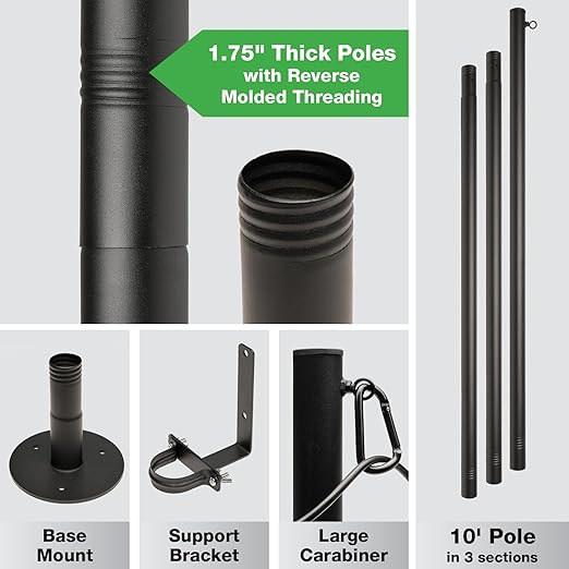 EXCELLO GLOBAL PRODUCTS Premium String Light Pole 4 Pack with 100' of LED Edison Bulb String Lights (Deck Mount)