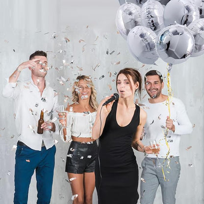 TONIFUL 30Pcs 18 Inch Round Balloons Large Silver Round Shape Foil Balloons Big Silver Round Helium Mylar Decorations for Birthday Wedding Baby Shower Anniversary Engagement Party Supplies