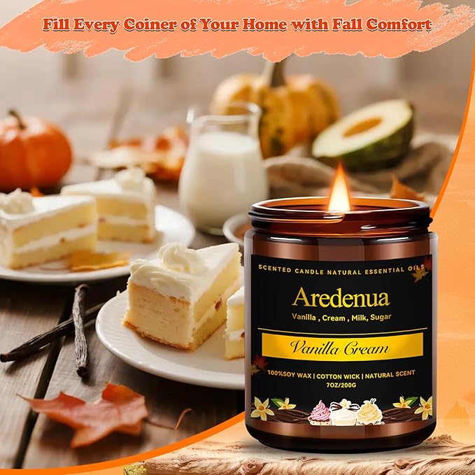 Vanilla Cream Odor Eliminating Candles – Home Deodorizing Soy Candles for Removing Pet, Kitchen & Bathroom Odors, Fresh Air Scented Candle with Clean Vanilla Aroma, Long-Lasting Odor Remove Candle