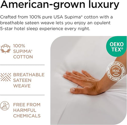 Threadmill Twin XL Sheet Sets | 656 Thread Count Supima Cotton Sheets for Twin XL Mattress | Solid Sateen Bed Sheets Set |16” Deep Pocket | Soft Breathable 3-Piece Cooling Sheet Set | White