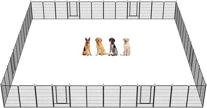 FXW Instant Unleashed Dog Playpen, Portable Pet Fence for Outdoor, RV Trips, and Camping, 45inch, 48Panels for Large Dogs│Patented