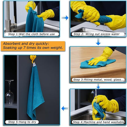 Microfiber Cleaning Cloths for House;Reusable Cleaning Towels Rags for Kitchen;Washable Lint Free,Streak Free,Non-Abrasive,Pack of 6;16"x12"