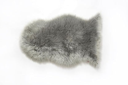 GENIMO 2x3 Fluffy Faux Fur Rug, Ultra Soft Shaggy Sheepskin Rug, Area Rugs for Bedroom, Living Room, Home Office, Light Grey