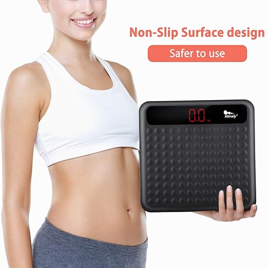Digital Body Weight Bathroom Scale, High Precision Measurements Scales with Large Non Slip Silicone Platform and LCD Digital Display, 400lbs/180kg Capacity (Black)