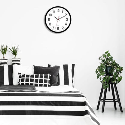 Foxtop 14 Inch Wall Clock Modern Silent Non-Ticking Quartz Battery Operated Round Analog Classic Black Wall Clock for Classroom School Office Living Room Bedroom Home