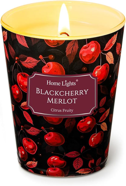 HomeLights Soy Wax Candles for Home Scented, 1-Wick Candles in Blackcherry Merlot Scented, Aromatherapy Candles Gift for Parties, Relaxing, Eclectic Mixed Styles, 6.7oz