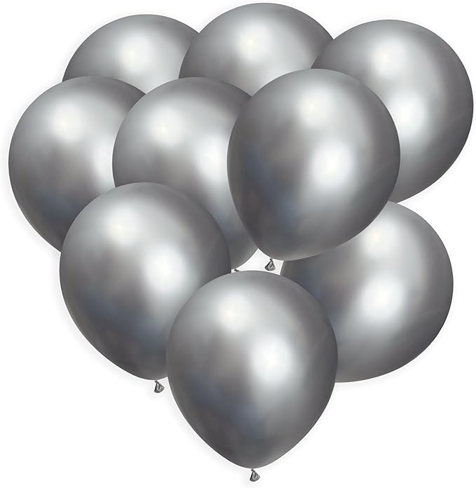 Silver Balloons 100 Pack, 12 Inch Metallic Silver Balloons For Birthdays, Weddings, Baby Showers, Holidays