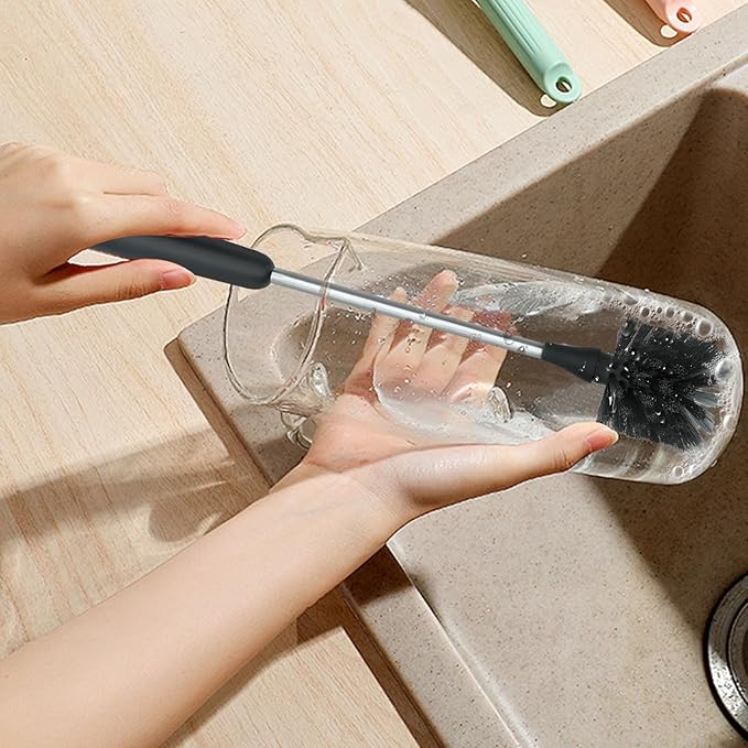 Water Bottle Brush Long Handle Bottle Cleaner Scrubbing Brush for Cleaning Sports Bottles, Baby Bottles, Cups, Coffee Mugs, Glasswares, Wine Decanters, Flask, Vase, and Kitchen Sink