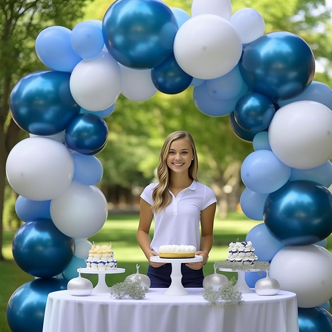 130PCS Metallic Blue Balloons, Latex Balloon Different Sizes 18/12/10/5 Inch, Helium Balloons with Ribbon, Party Balloon for Birthday Wedding Graduation Anniversary Baby Shower Decoration