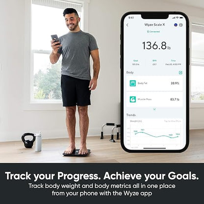 Wyze Smart Scale X Butterfly - Bathroom Scale for Body Weight, BMI, Body Fat, Muscle Mass, Accurate Bluetooth Digital Scale for Body Composition Analyzer | Sync Health Apps | ITO Glass, 400 lbs, White