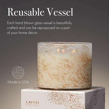 LAFCO New York Holiday 3-Wick Candle, White Maple Bourbon - 30 oz - 120-Hour Burn Time - Reusable, Hand Blown Glass Vessel - Made in The USA