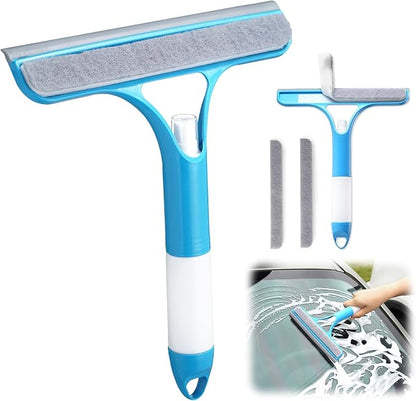 3 in 1 Window Cleaning Scraper with 2 Replaceable Cleaning Cotton Strips,Suitable for Cleaning Bathroom Glass, Window Squeegee, Mirrors, Car Windows