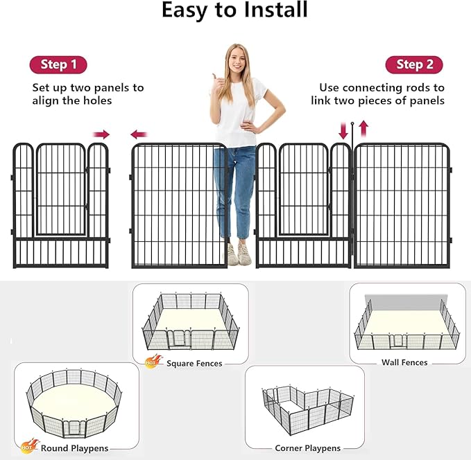 Dog Playpen 32" Height 24 Panels Portable Pet Fence Outdoor for Yard Indoor Dog Pen Outdoor for Medium/Small Animals, Large Pet Puppy Playpen Heavy Duty Pet Fence for RV Camping, Yard