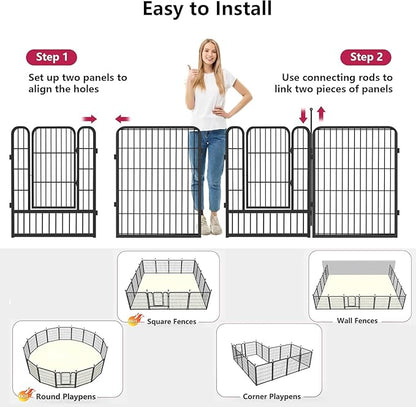 Dog Playpen 32" Height 30 Panels Portable Pet Fence Outdoor for Yard Indoor Dog Pen Outdoor for Medium/Small Animals, Large Pet Puppy Playpen Heavy Duty Pet Fence for RV Camping, Yard