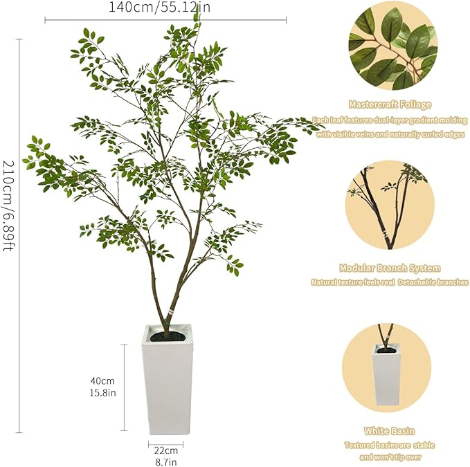 Artificial Elm Tree Faux Elm Tree 6ft Tall Fake Plant in Pot Fake Silk Tree Faux Plants Indoor