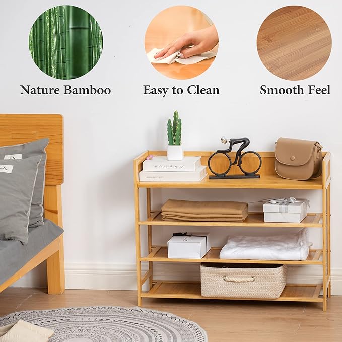 latifolia Bamboo Shoe Rack, 4-Tier Shoe Rack Organizer for Entryway(31.4''L)