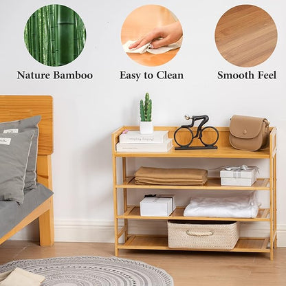 latifolia Bamboo Shoe Rack, 4-Tier Shoe Rack Organizer for Entryway(31.4''L)