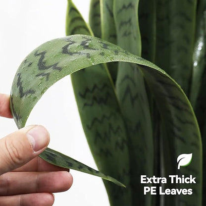 Solution4Patio 3ft Artificial Sansevieria Trifasciata Prain, Tropical Faux Snake Plant, Fake Mother in Law Tongue Plants, Greenery Realistic Houseplant for Home Office Corner Outdoor/Indoor Decor