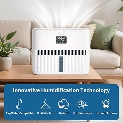 Smart Evaporative Humidifiers for Bedroom, Living Room, Nursery, Large Room up to 550 ft², 5L Tank, 48H Runtime, Mist-free Top Fill Humidifier for Baby, Plants, Easy to Clean
