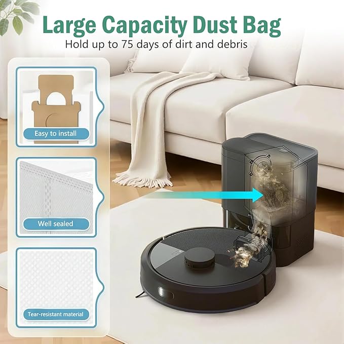 21 Pack Replacement Parts for iRobot Roomba Max 705 Vac/Plus 504 Vac Robot Vacuum, Accessories Kit with 2 Main Brushes, 6 Dust Bags, 6 HEPA Filter, 6 Side Brushes, 1 Cleaning Tool
