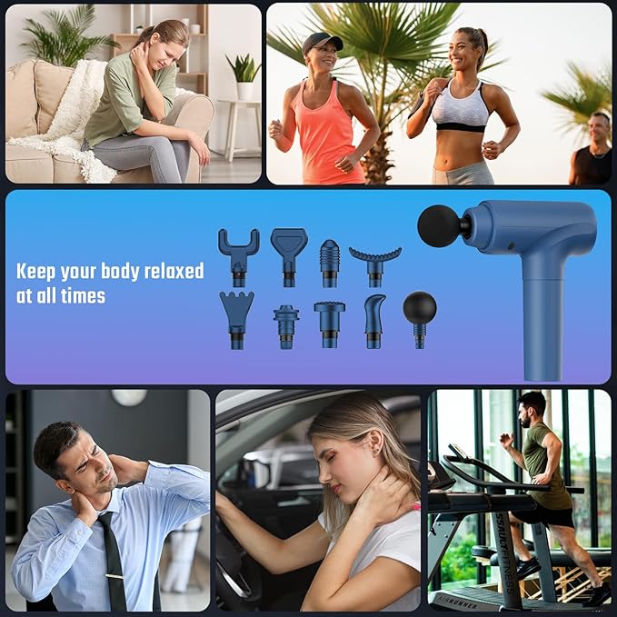 cotsoco Massage Gun Deep Tissue, Muscle Massage Gun Back Massager for Pain Relief, 20 Speeds Handheld Electric Massager Tool with Silent Brushless Motor, Suitable for Gym Office Home Travel, Blue