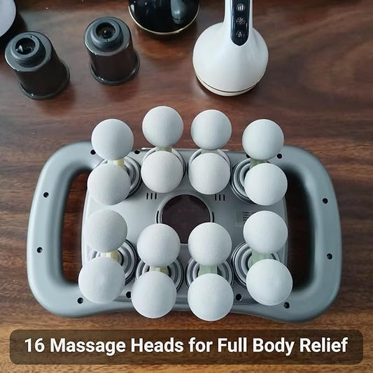 Massage Gun Deep Tissue, 16-Head Percussion Massager with Good Speeds & Multiple Modes, Quiet Muscle Massager for Pain Relief, Back, Neck, Shoulders, Legs & Full Body Recovery
