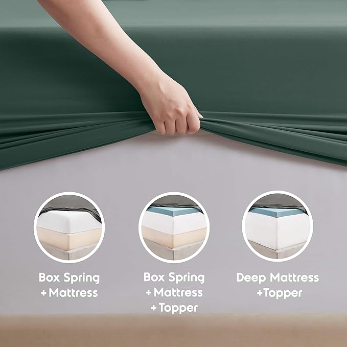 Nestl Twin XL Sheet Set - College Dorm Size - Luxury 1800 Ultra-Soft Microfiber Twin Extra Long Bed Sheets - Deep Pockets - Easy Fit - Extra Soft - 3 Piece Set (Twin XL, Forest Green)