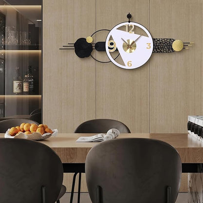 51x21 Inches Large Modern Silent Wall Clock Battery Operated, Non-Ticking Quartz Decorative Analog Clocks for Living Room, Bedroom, Hallway - Abstract Art Home & Office Decor, Easy to Read