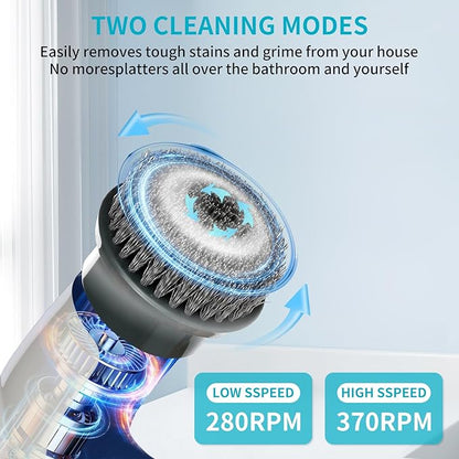 Electric Rotary Cleaner with Led Screen, 8 Replaceable Brush Heads, 2 Speeds, Handheld Electric Multifunctional Cleaning Brush, Used for Cleaning of Floors, Windows, Bathtubs, Cars, Bathrooms