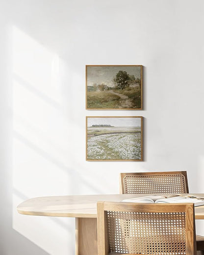 InSimSea Framed Canvas Wall Art Vintage Decor, Room Decor Rural Path Landscape Paintings Prints, Farmhouse Wall Art for Living Room, Vintage Countryside Pictures for Bathroom Wall Decor, 11"x14"