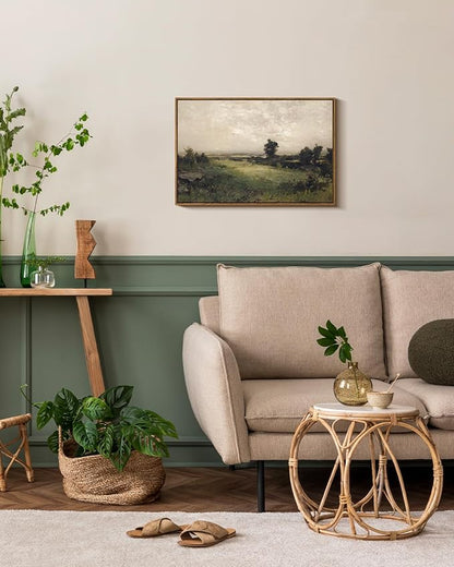 InSimSea Framed Canvas Wall Art Vintage Decor, Large Wall Art, Wild Field Landscape Painting Prints, Cottagecore Wall Decor for Living Room, Bedroom, Bathroom, Office Decorations, 20"x30"