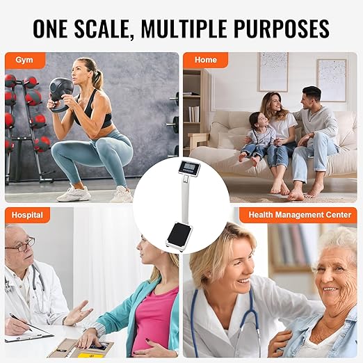 VEVOR Medical Digital Scale, Professional Physician Scale for Weight Height, Multi-Function Medical Physician Scale with Built-in Height Rod, 2 Unit (kg/lb), BMI for Home Hospital Gym, 660LBS Capacity