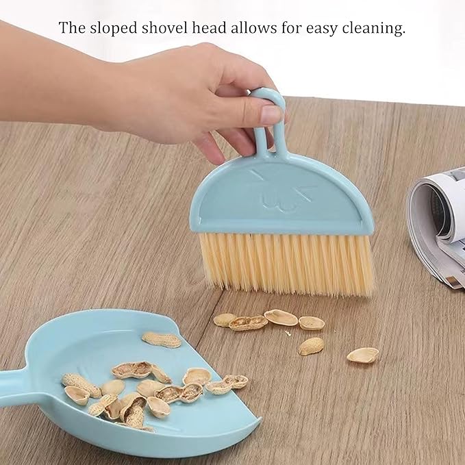 Desktop Broom and Dustpan Set with Soft Bristles, Mini Cleaning Brush for Table