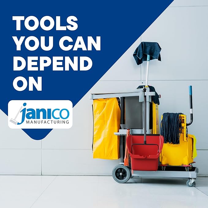 Janico Tall Commercial Dust Pan with Handle – 10 Pack – Indoor/Outdoor Heavy Duty Large Upright Standing Dust Pans with Long Handle – 12-Inch Wide Plastic Stand Up Lobby Dustpan Only with Broom Clip