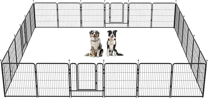 FXW Instant Unleashed Dog Playpen, Portable Pet Fence for Outdoor, RV Trips, and Camping, 32 inch, 24 Panels for Small and Medium Dogs with RV Step Grid│Patented
