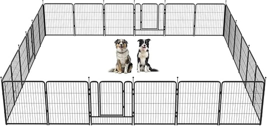 FXW Instant Unleashed Dog Playpen, Portable Pet Fence for Outdoor, RV Trips, and Camping, 32 inch, 24 Panels for Small and Medium Dogs with RV Step Grid│Patented