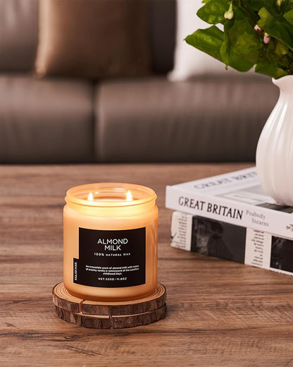 M&SENSE Creamy Vanilla Scented Candle, 11.6oz Clean Non Toxic Home Sweet Scent 70 Hours Burn Time Fragrance Candle for Women Teacher Friends, 2 Wick Natural Soy Wax for Home Decor