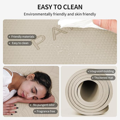 Large Yoga Mat-72’x36’x0.4’ Extra Width ＆ Thick,Comfortable,Non-Slip Exercise Mat-Works Great on All Floor for Stretching,Yoga Studio,Gym or Home Workouts